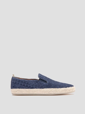 Traveler Penny Loafers Suede BOWLINE 001 - Navy Woven Espadrille Shoes