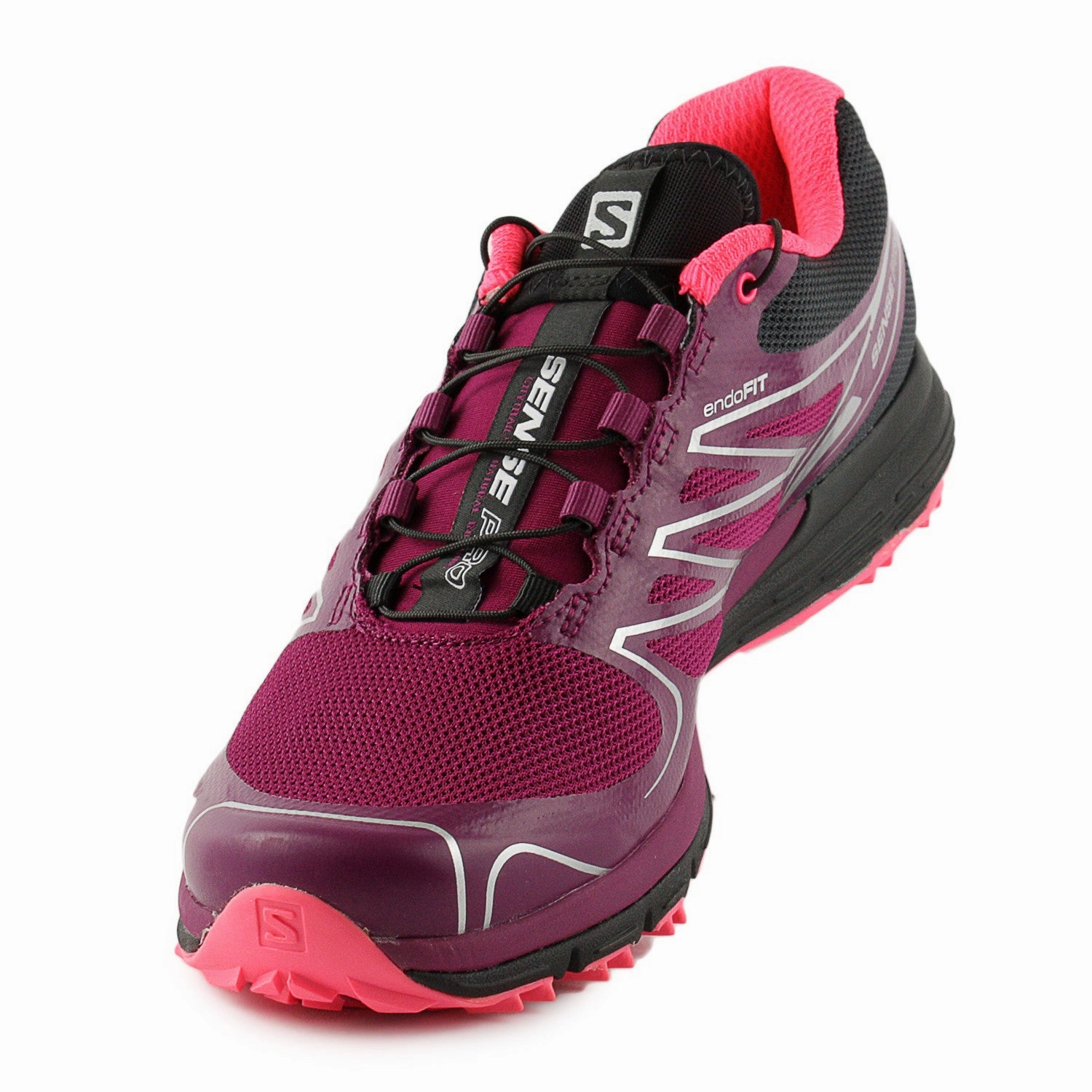 Shoes For Underpronators Salomon Sense PRO W Trail Running Shoe - Purple/Black/Pink (Womens)