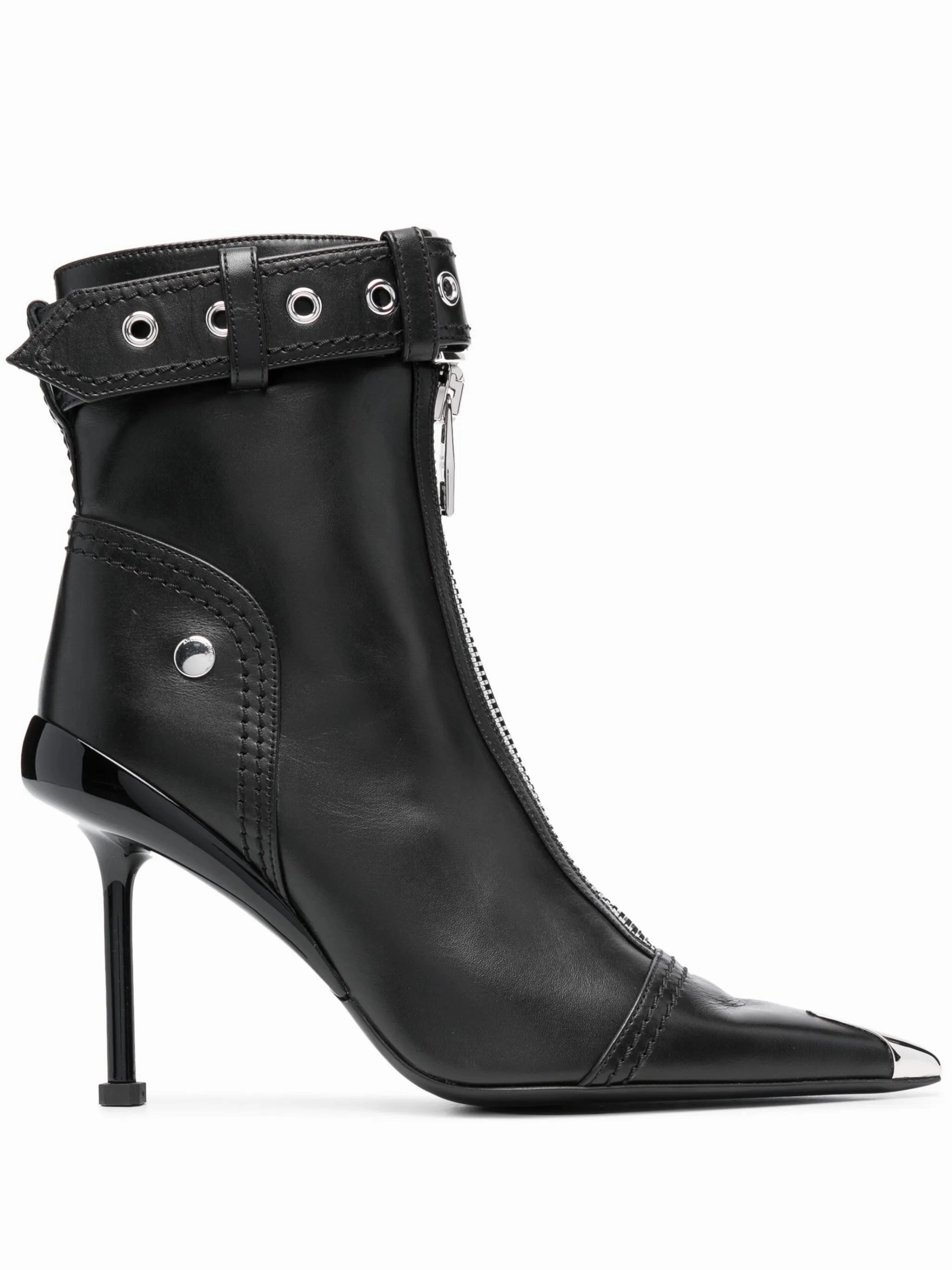 Ankle Boots With Pants buckle-fastening leather ankle boots