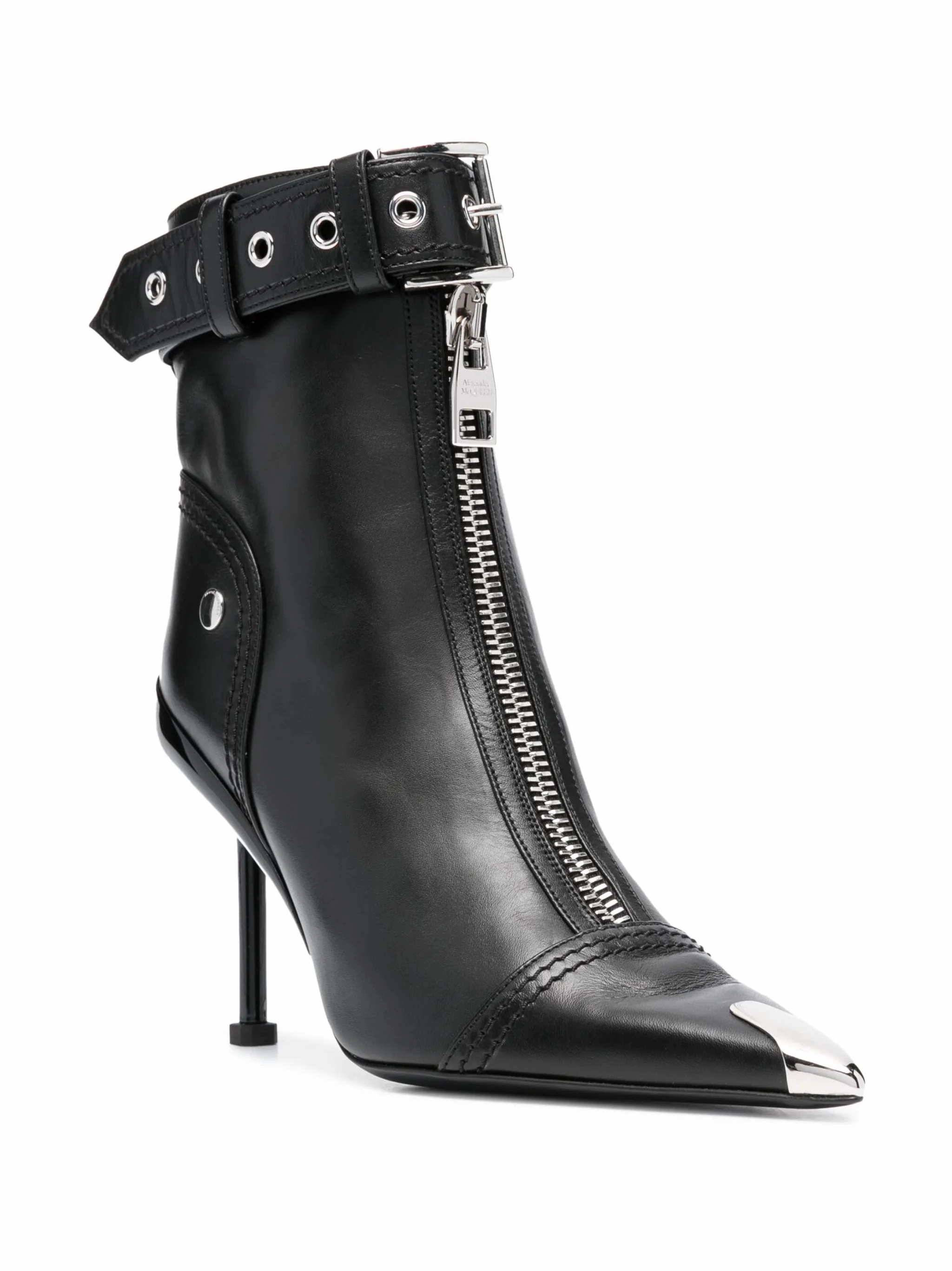 buckle-fastening leather ankle boots Cheap Low Heel Ankle Boots
