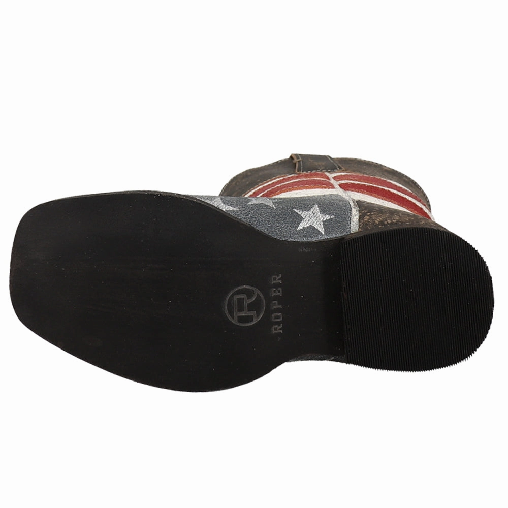 Tall Riding Boots Americana Flag Square Toe Cowboy Boots (Little Kid)