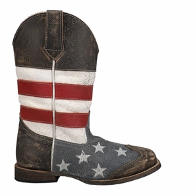 Good Boots For Snow Americana Flag Square Toe Cowboy Boots (Little Kid)