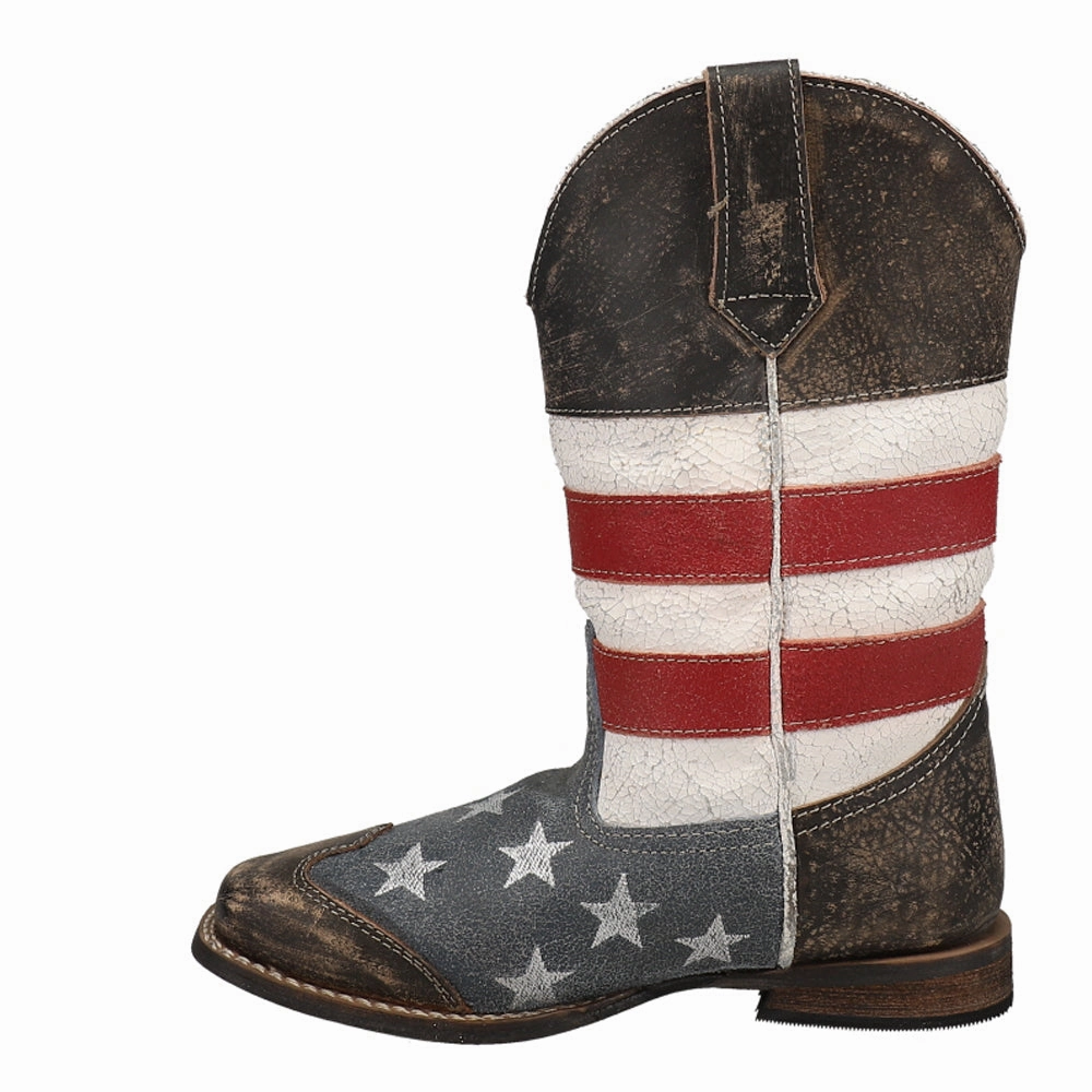 Americana Flag Square Toe Cowboy Boots (Little Kid) Boot Knee High Boots