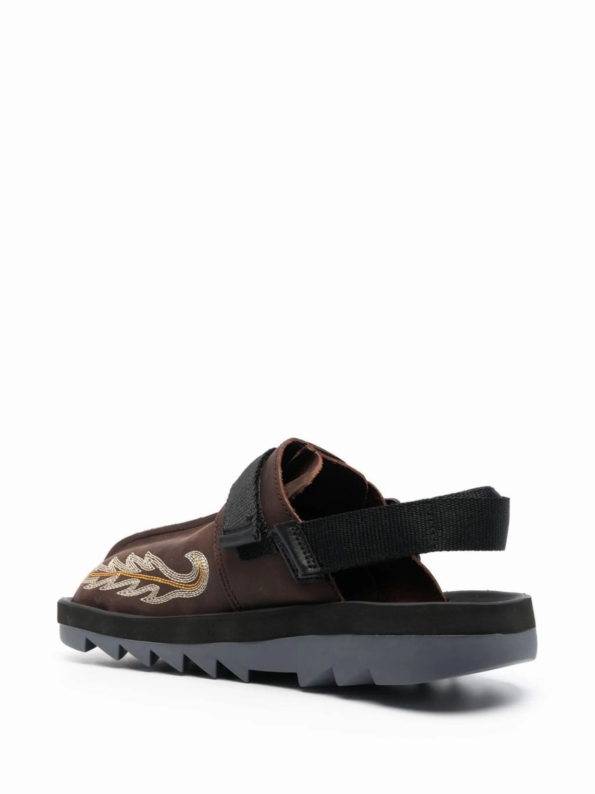 calf-leather embroidered shoes Vintage Slides