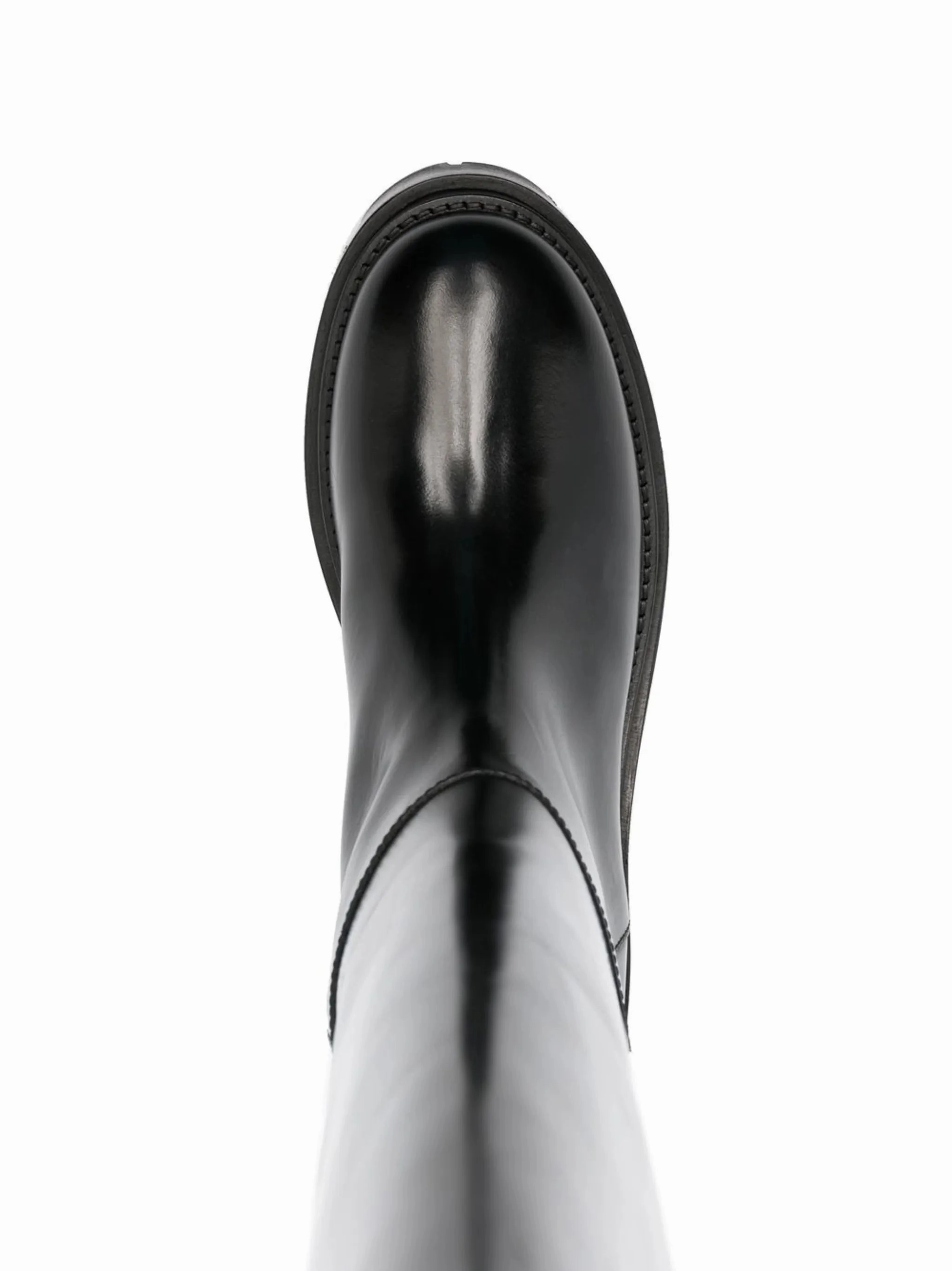 calf-length leather boots Lace Up Ankle Boots Mid Heel