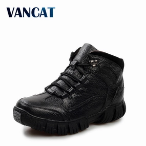 Embroidered Leather Ankle Boots VANCAT Super Warm  Winter Men Boots Genuine Leather Boots Men Winter Shoes Men Military Fur Boots For Men Shoes Zapatos Hombre