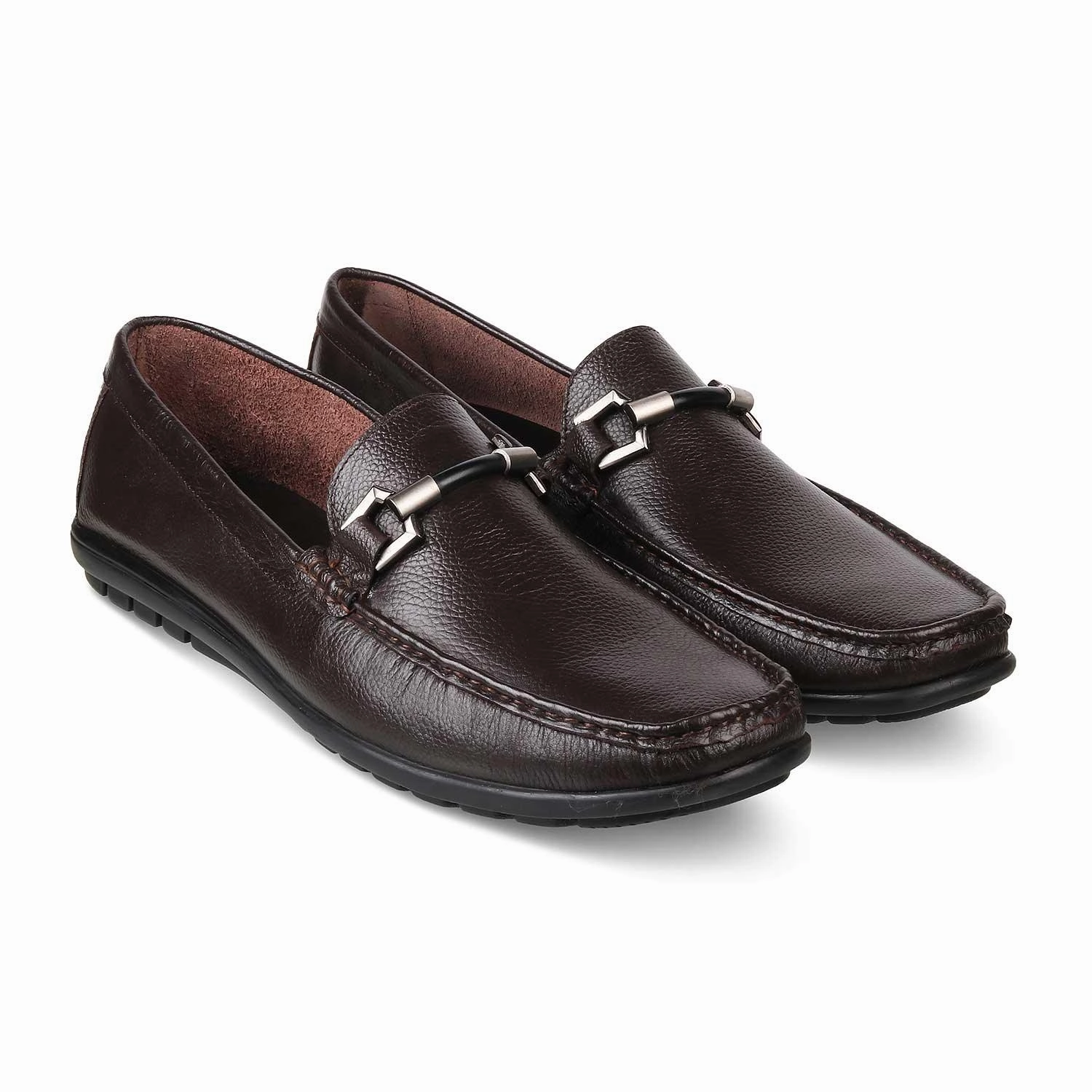 Slip Resistant Penny Loafers The Uffizi Brown Men's Leather Loafers Tresmode