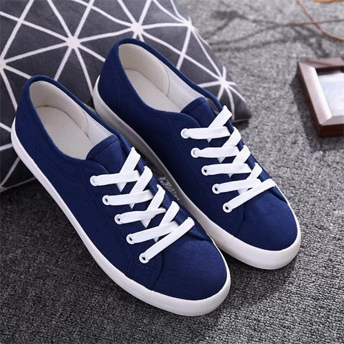 Shoes Online Store Casual Women's Vulcanize Shoes Lace-Up Solid Female Fashion Walking Ladies Canvas Shoes Flat Footwear Women Summer Shoes CLD901