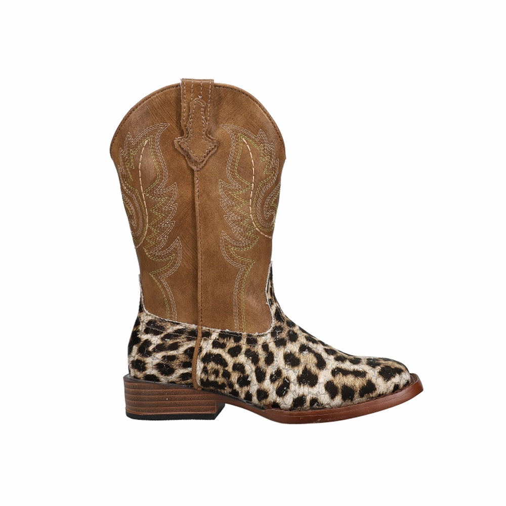 Boots With Heel Glitter Leopard Square Toe Cowboy Boots (Little Kid-Big Kid)