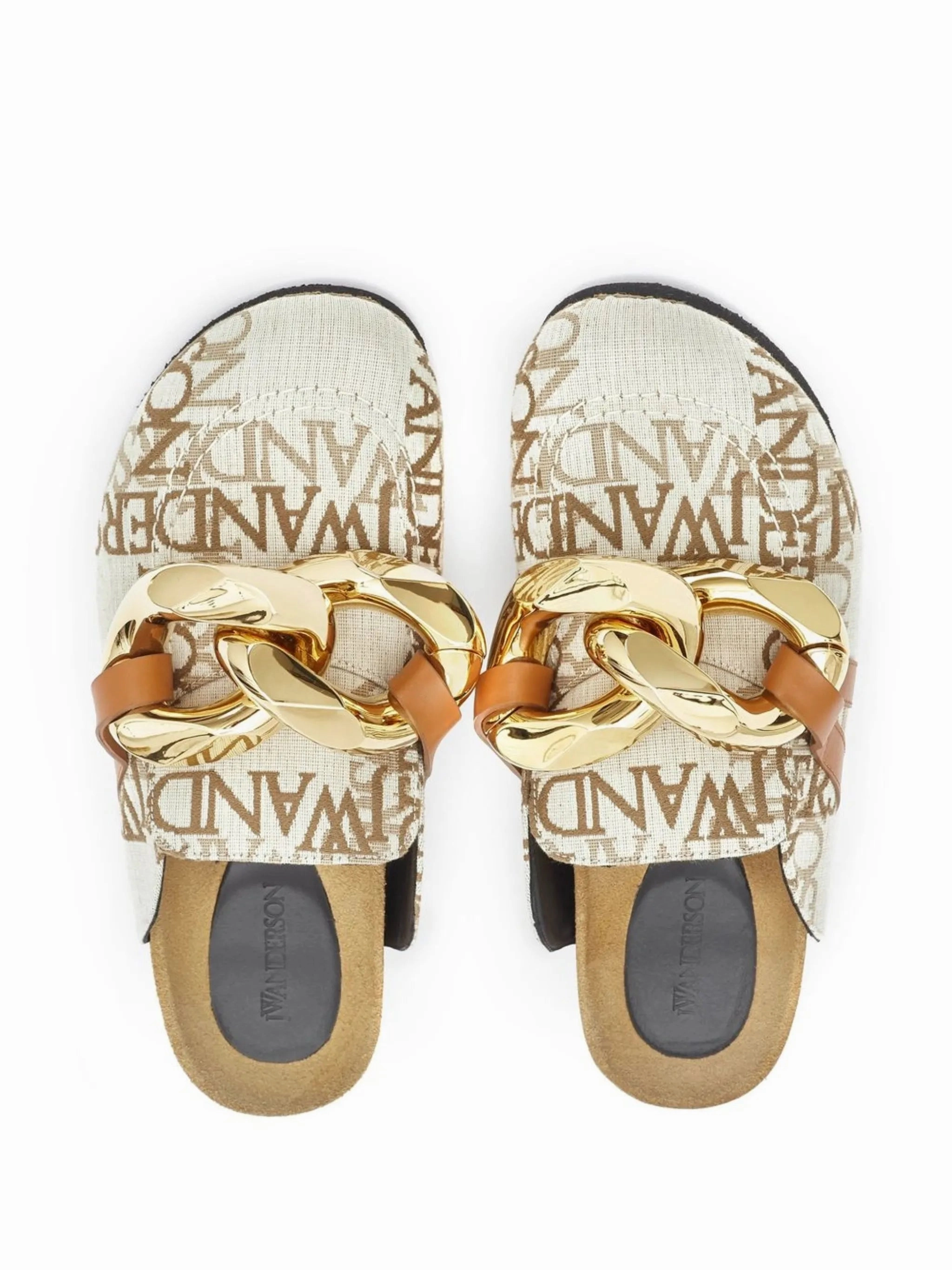 Chain logo grid mules Snake Skin Loafers