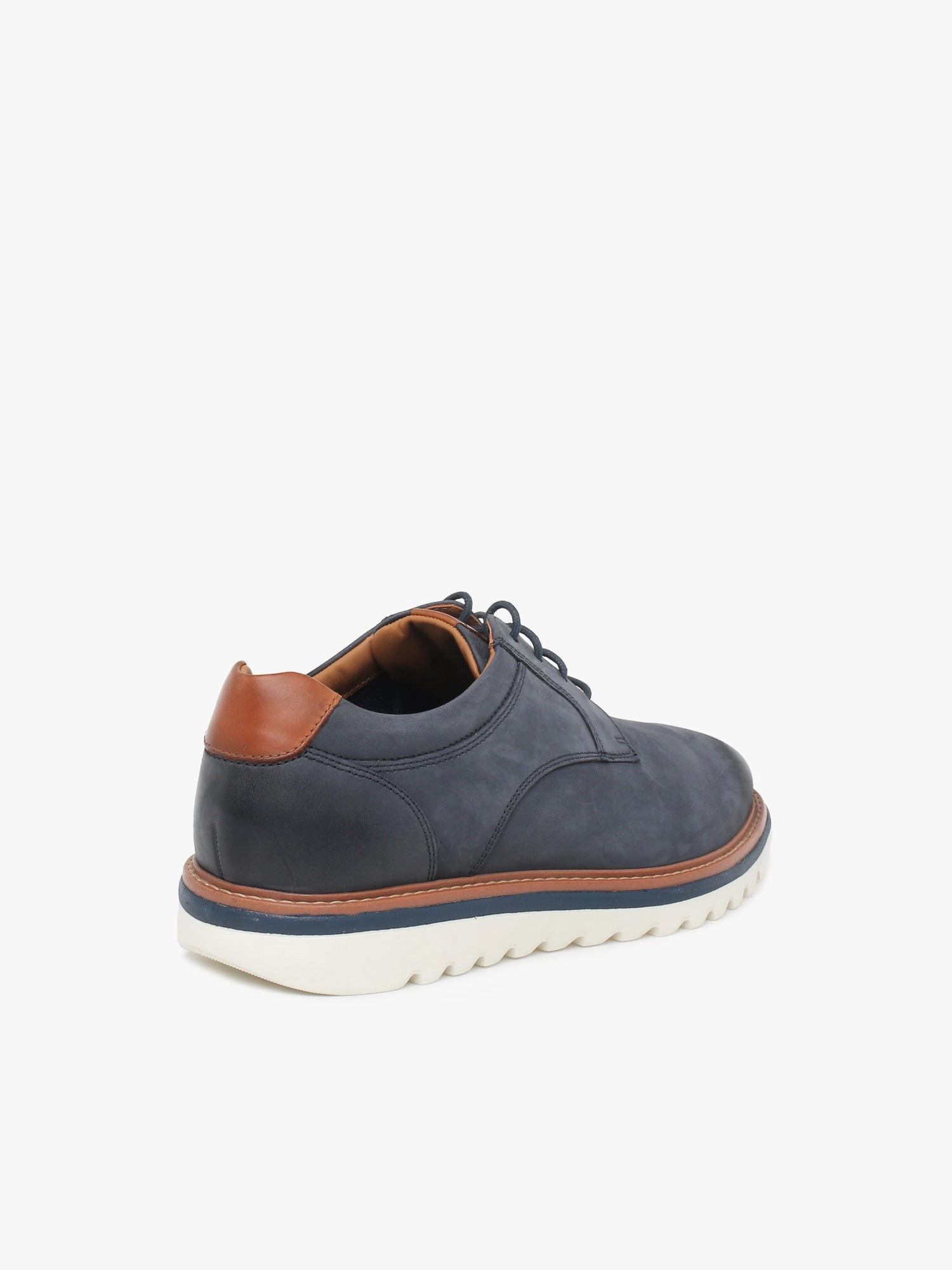 Brogue Leather Oxfords Brydon Plain Toe Navy Nobuck