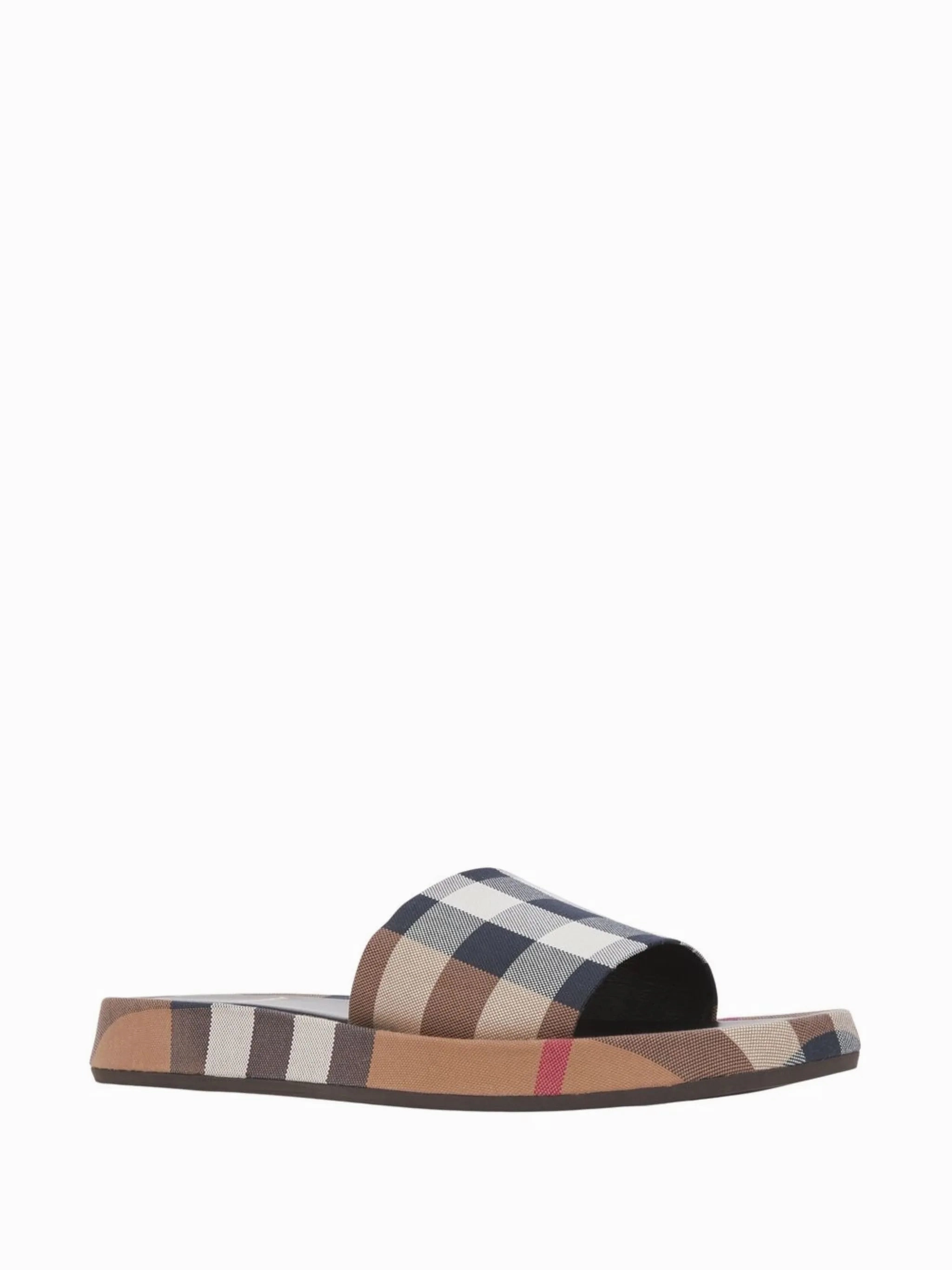 check-print cotton slides Open Toe Slides