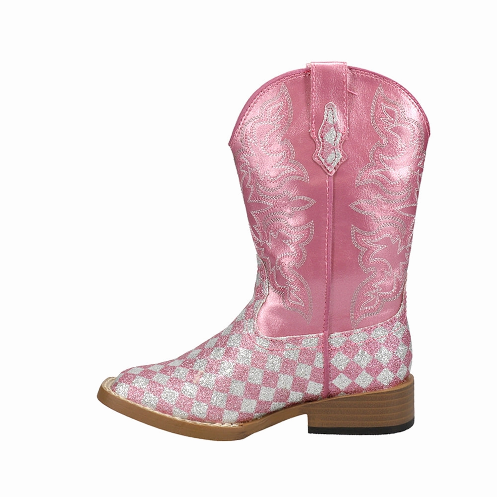 Checkered Square Toe Cowboy Boots (Little Kid-Big Kid) Ride Lasso Snowboard Boots