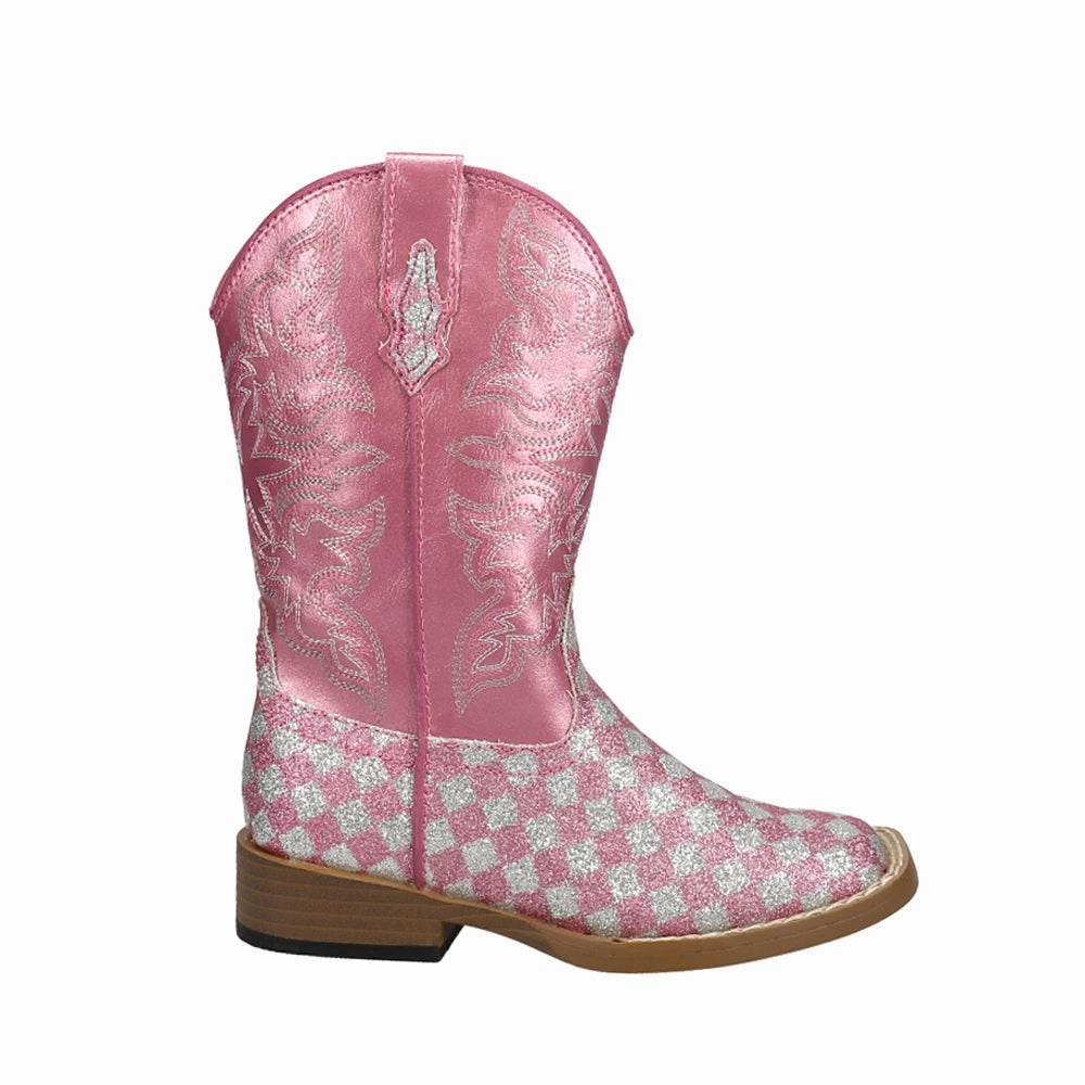 Checkered Square Toe Cowboy Boots (Little Kid-Big Kid) Teraspark Boots
