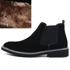 Waterproof Rubber Chelsea Boots Men Chelsea Boots Slip On Suede High Top Classic Mens Shoes Genuine Leather Chukka Ankle Boots Fashion Cowboy Male Boots 2018