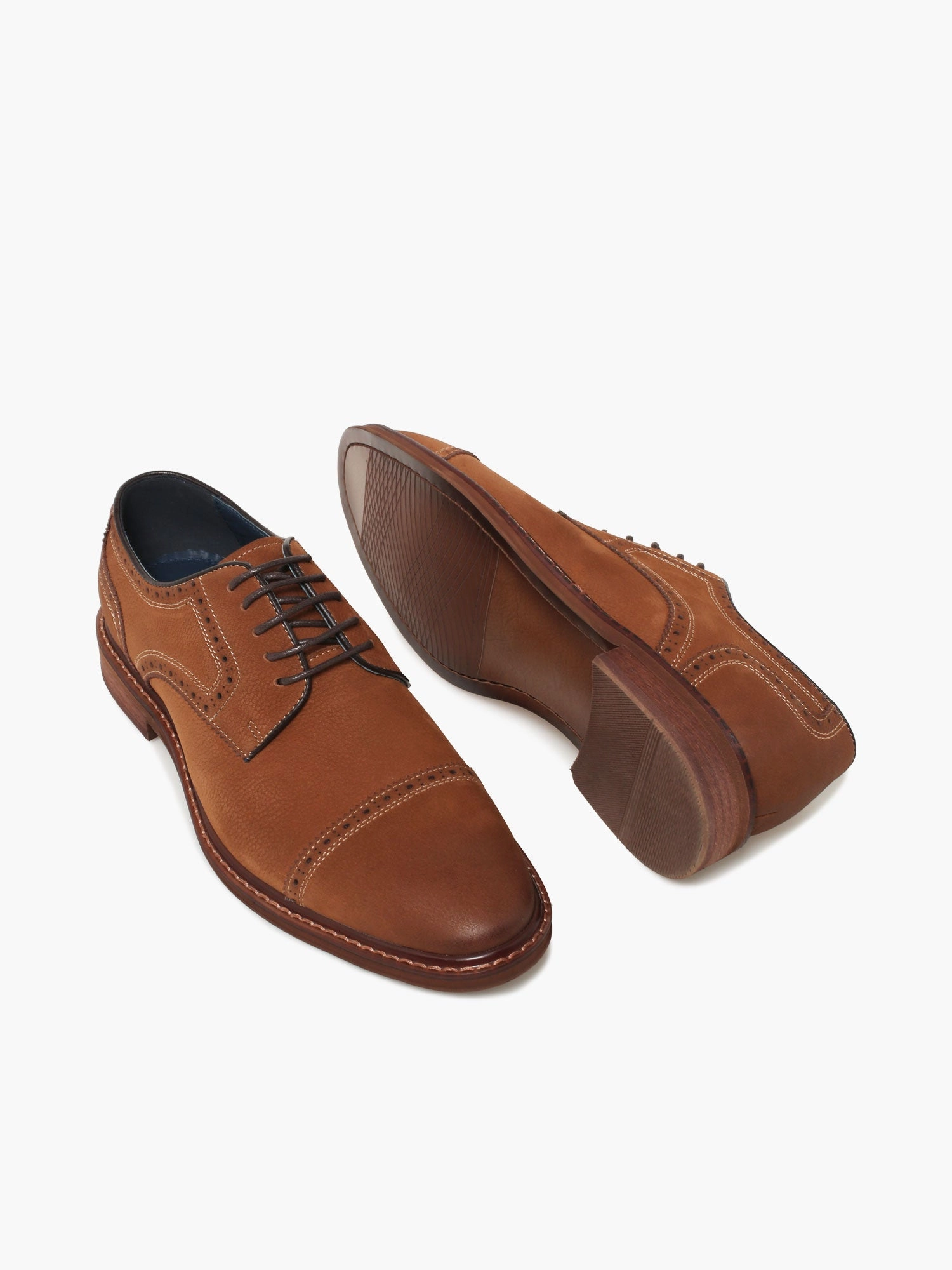 Ciceron Tan Soft Tumbled Nubuck Low Heel Oxfords