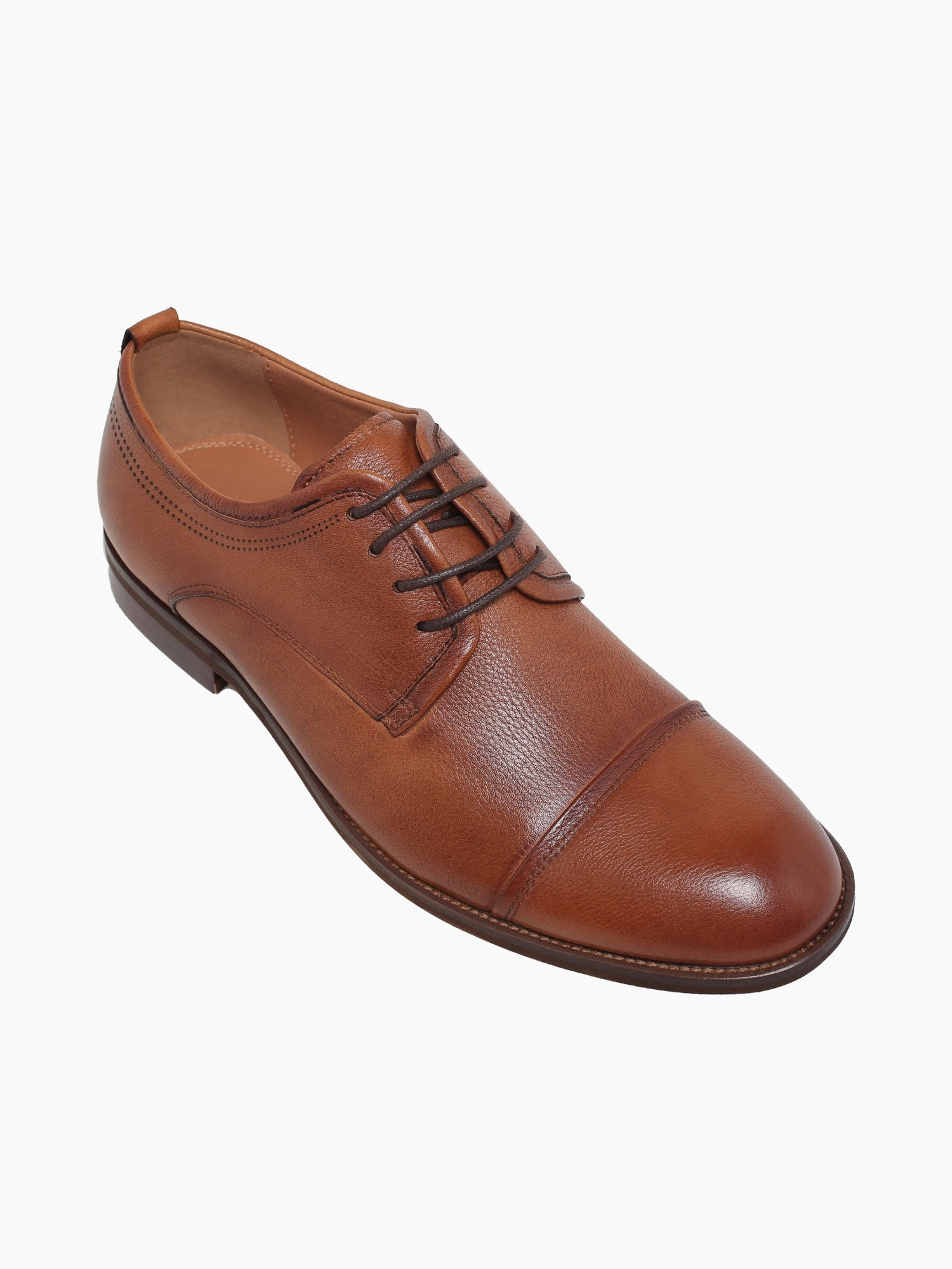 Cillian Tan Soft Tumbled Leather Nude Platform Oxfords