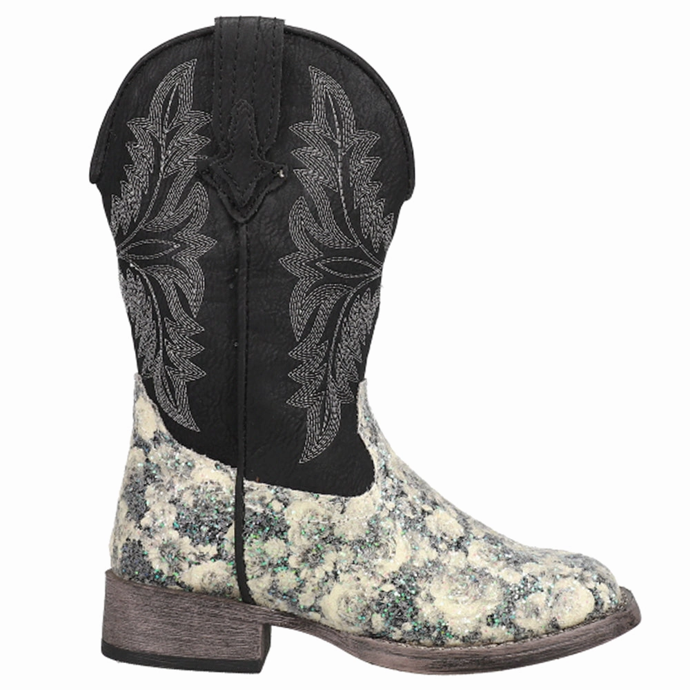 Elephant Leather Boots Claire Floral Square Toe Cowboy Boots (Little Kid-Big Kid)