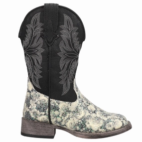 Boots To Suits Claire Floral Square Toe Cowboy Boots (Little Kid-Big Kid)