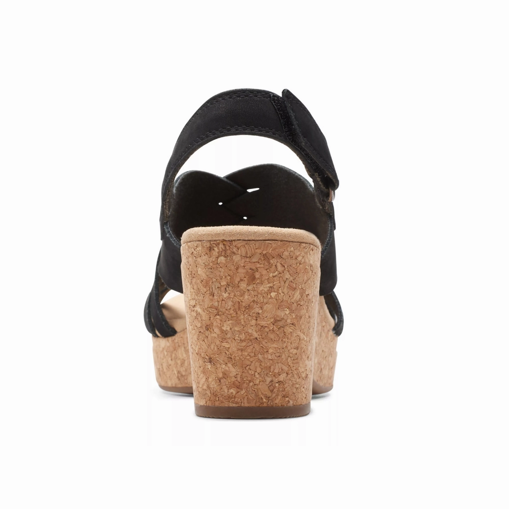 Clarks Giselle Glow Black Nubuck Wedge Sandals (Women's) Locations Map