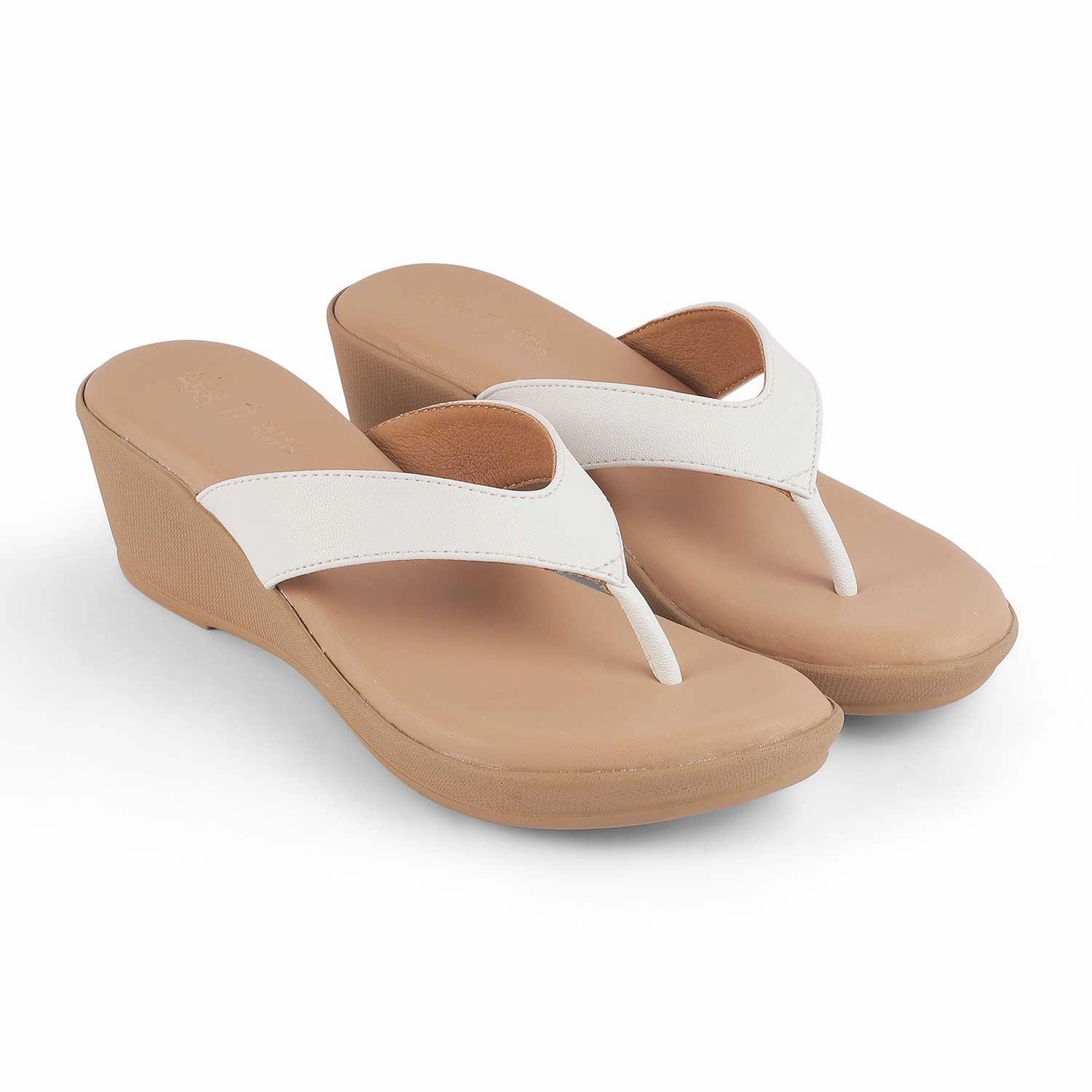 Tresmode Terni White Women's Casual Wedge Sandals St Lucian Sandals