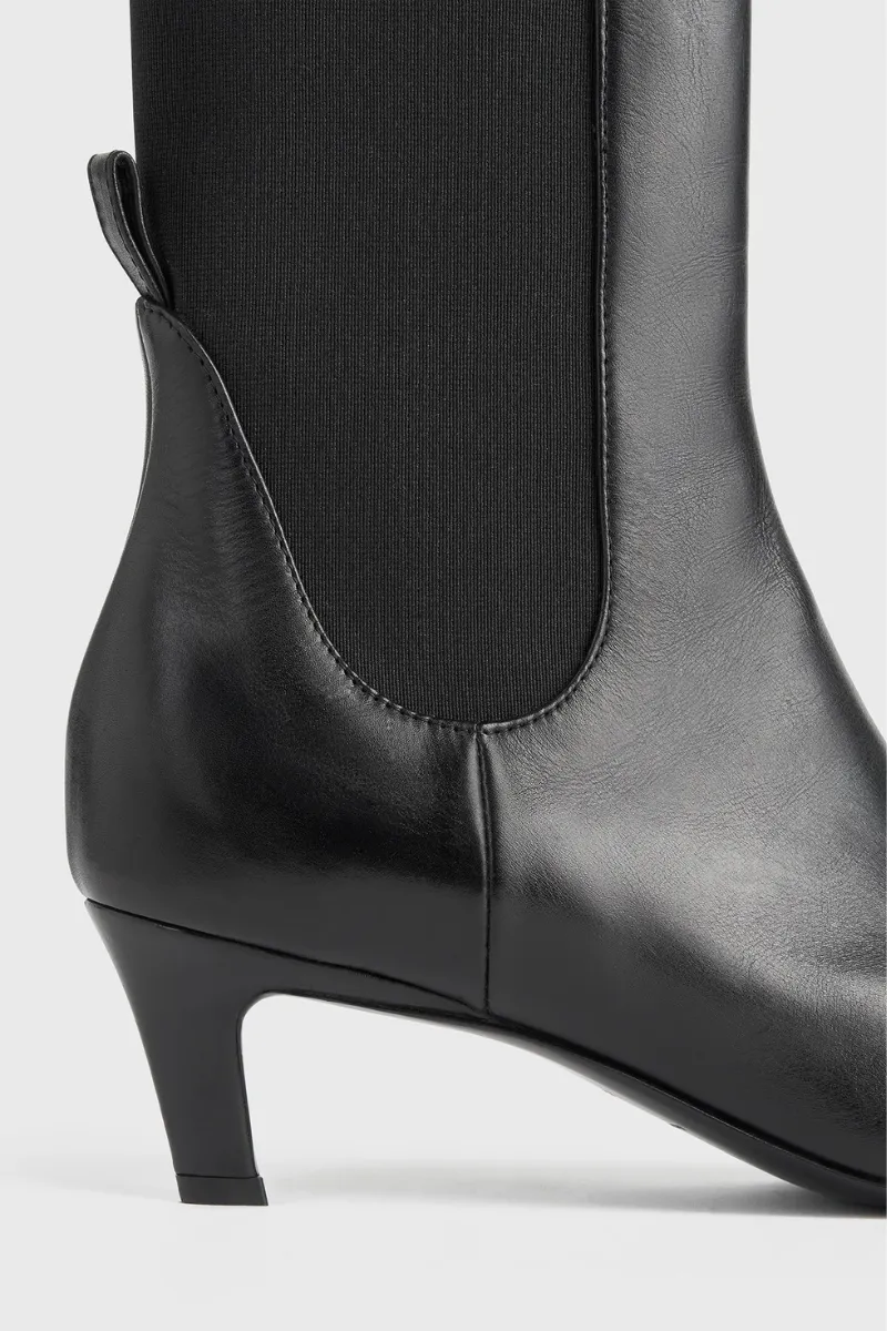 Leather Mid-Heel Boots Lacing Work Boots