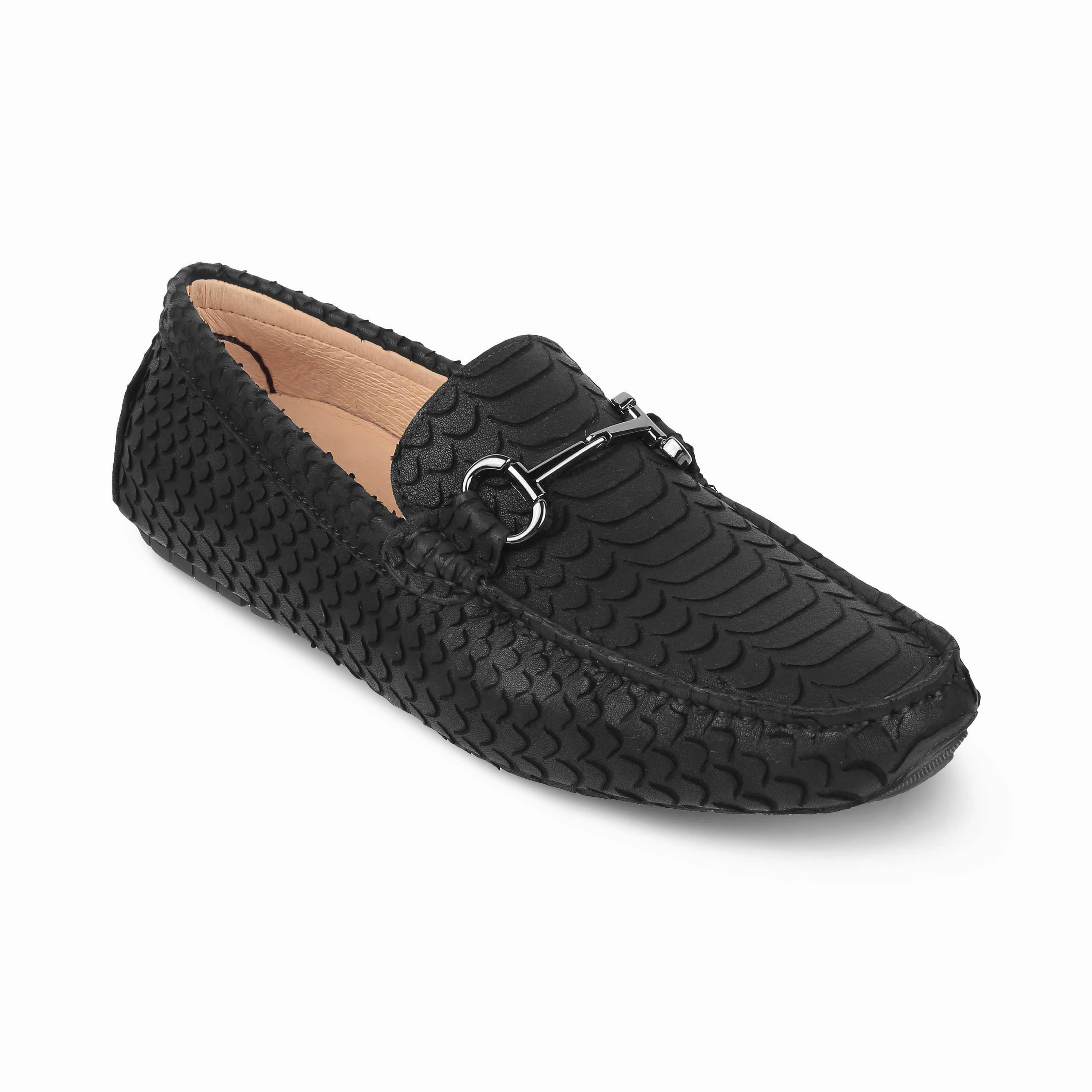Tresmode Sofi Black Men's Leather Driving Loafers Capri Loafers