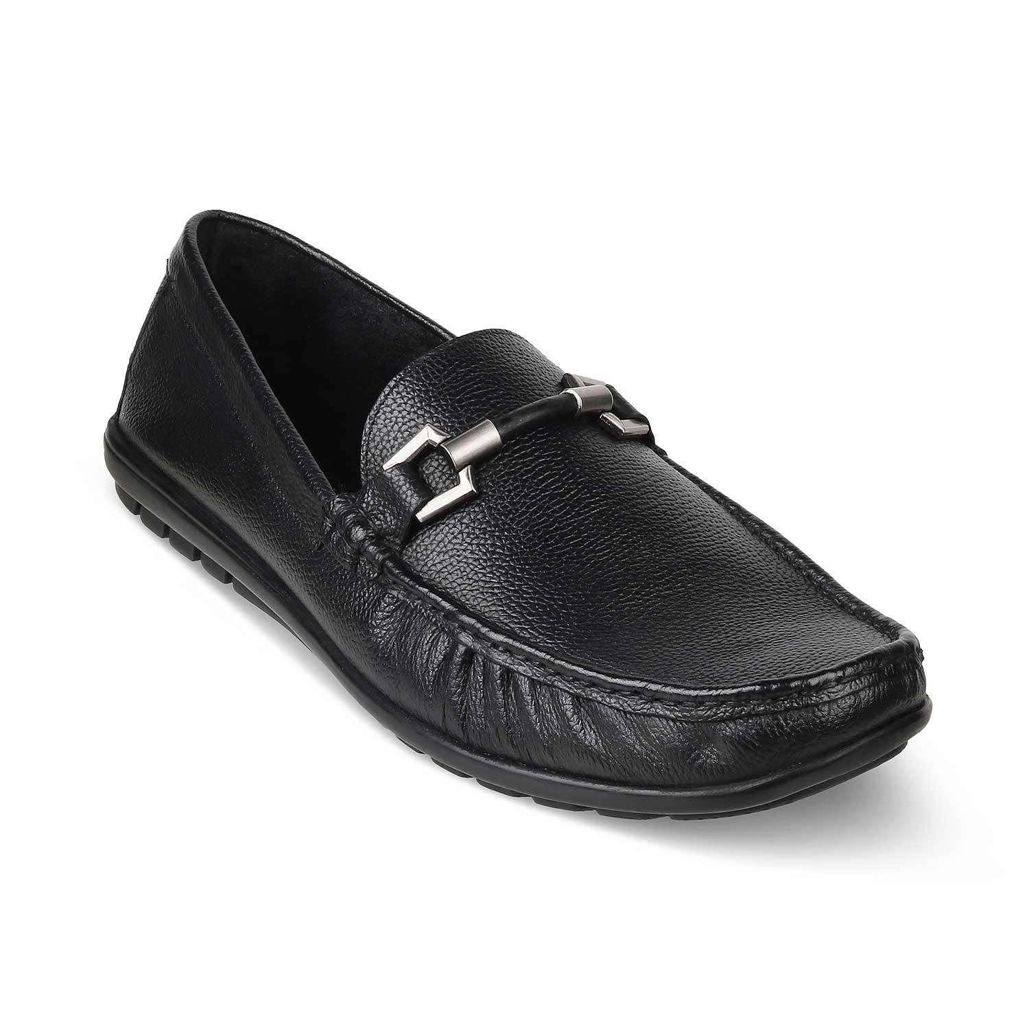 The Uffizi Black Men's Leather Loafers Tresmode Moccasins Or Loafers