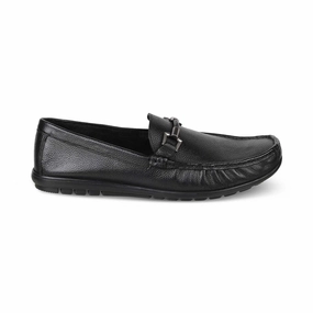 The Uffizi Black Men's Leather Loafers Tresmode Stretch Loafers
