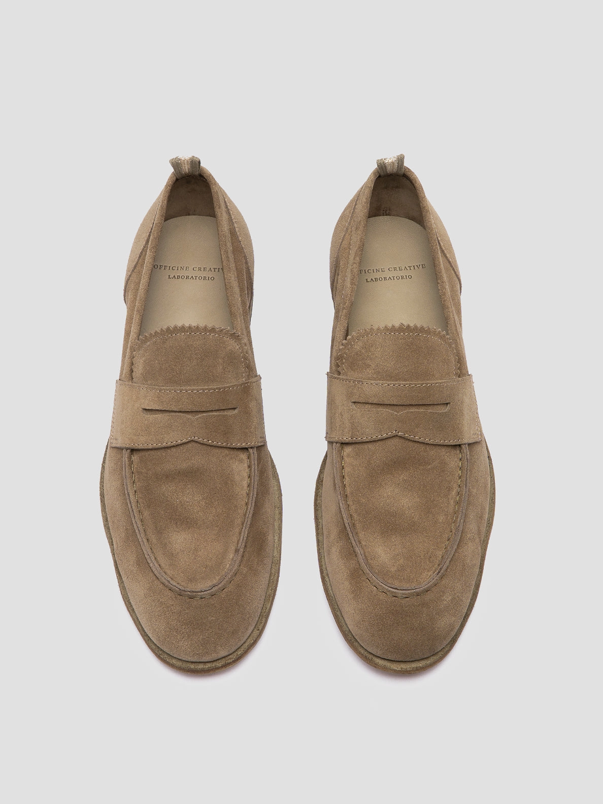 Leg Pants With Loafers SOLITUDE 001 - Taupe Suede Penny Loafers