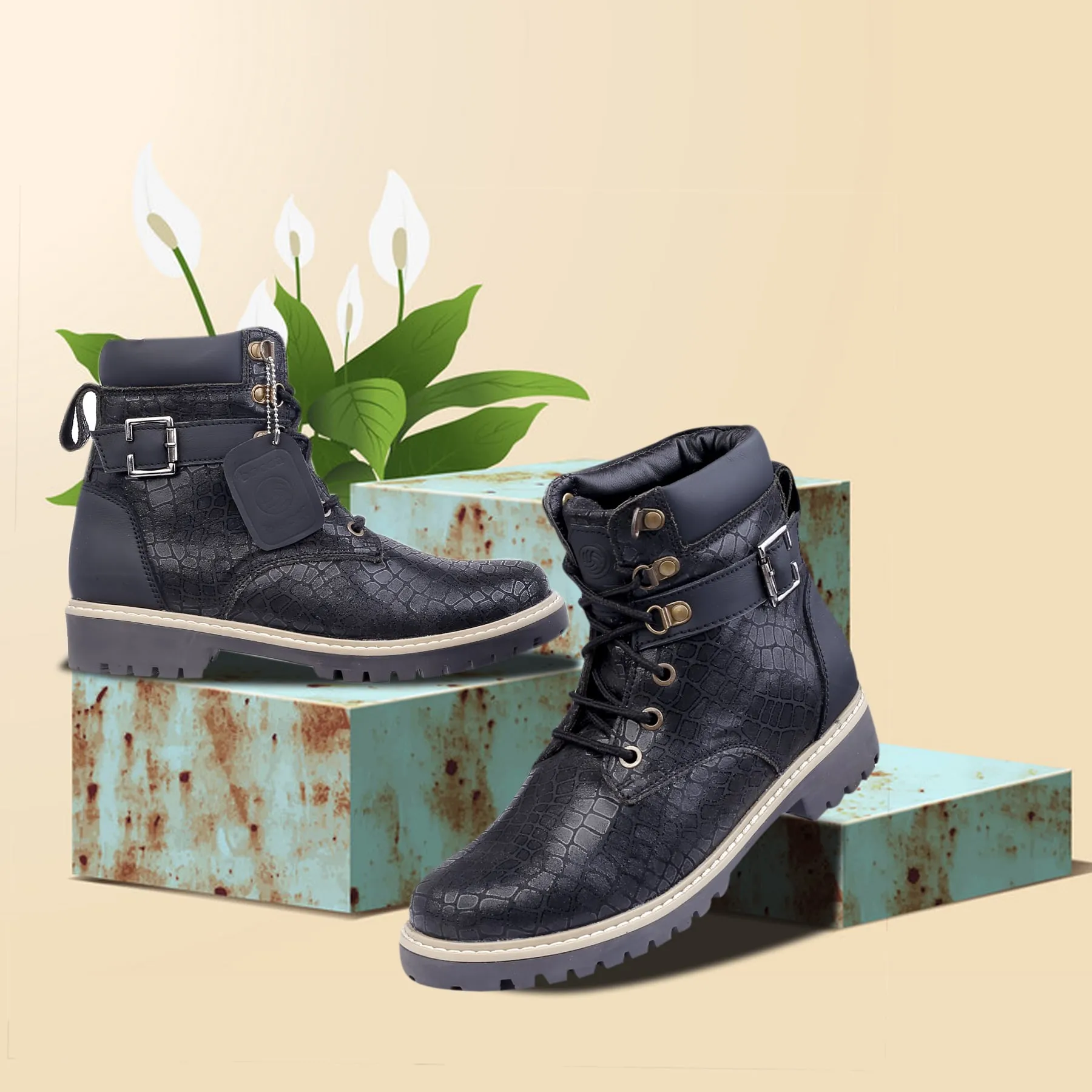 Bacca Bucci WOMEN Genuine-Leather High-Ankle Chukka Boots | Model Name: MASHA Water Proof Hiking Boots
