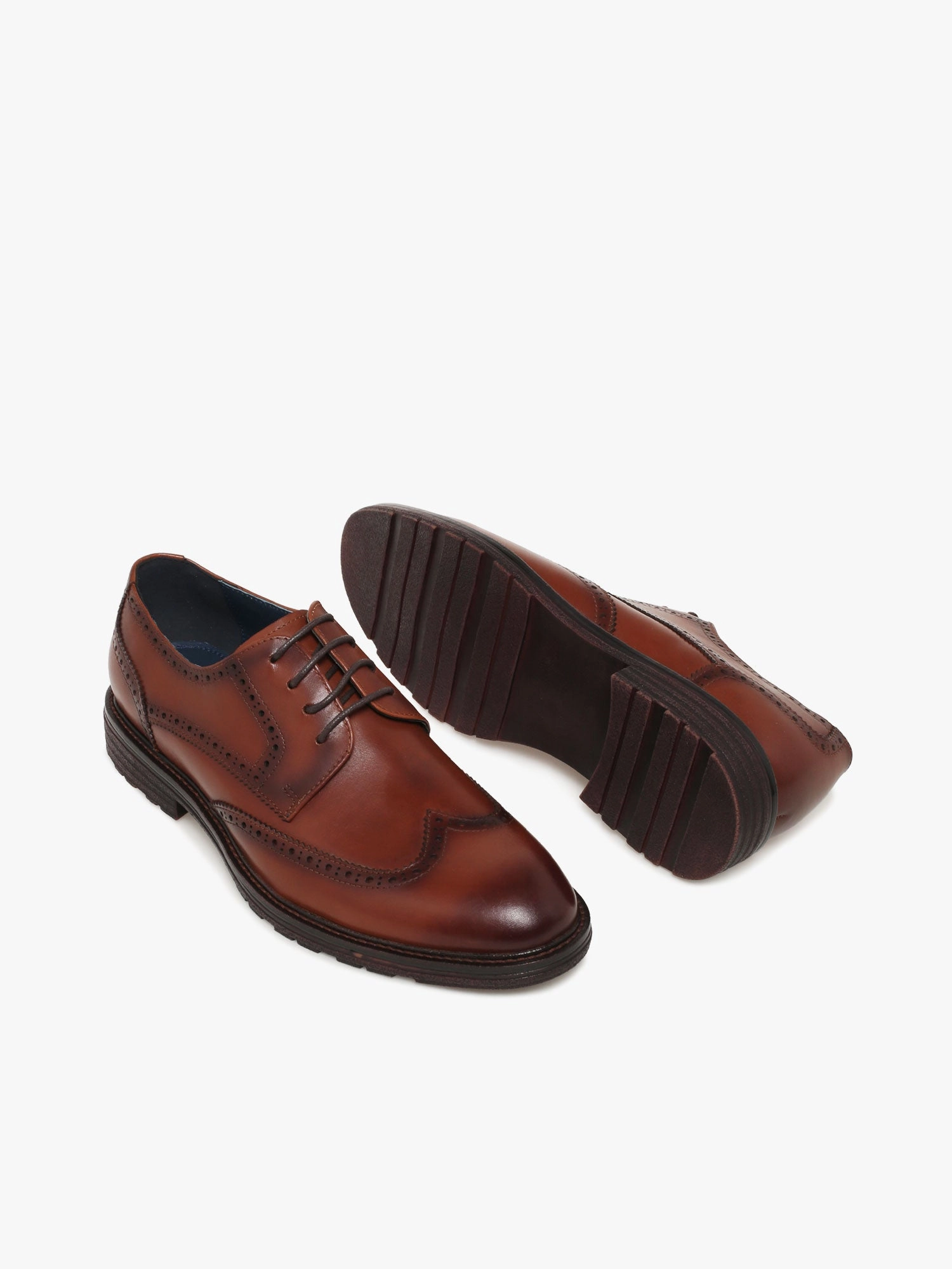 Comodoro Tan Brushed Calf Leather Oxfords Casual