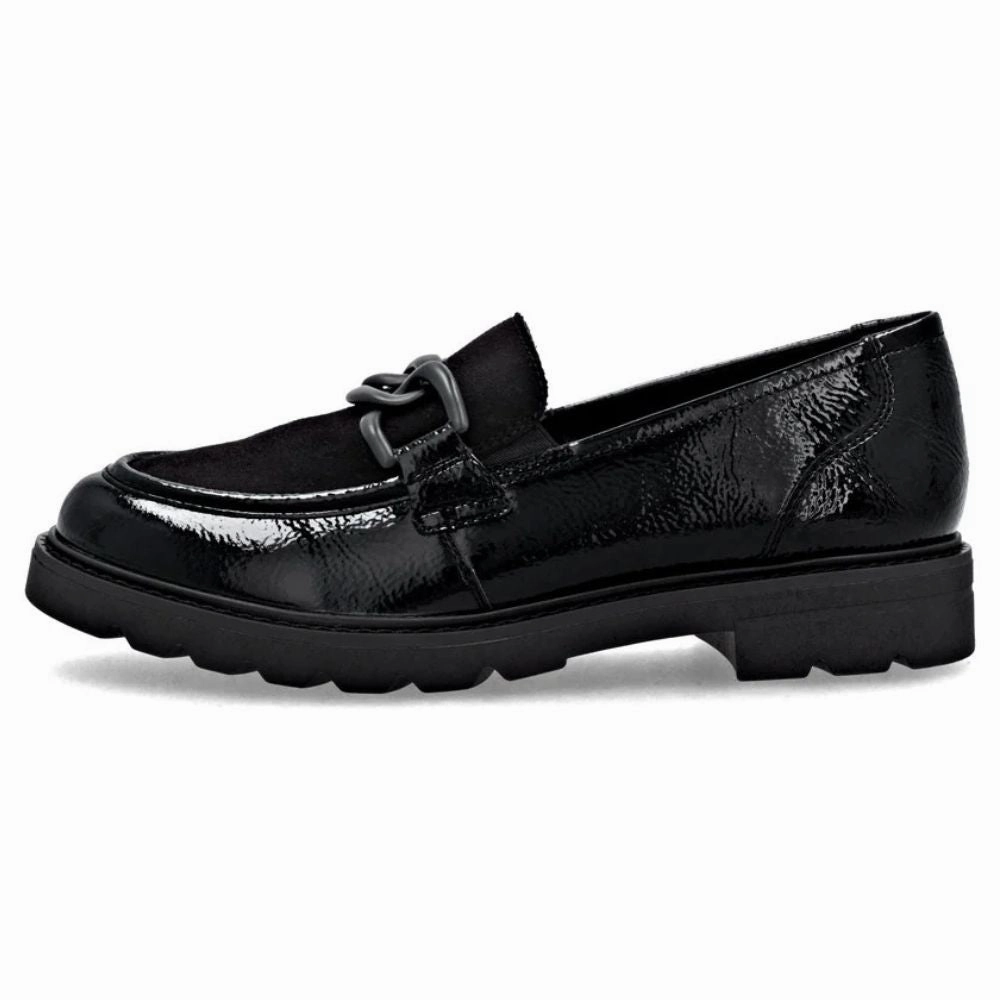 Wedge Heel Loafers Remonte Anuschka 01 Black Leather Loafer (Women's)
