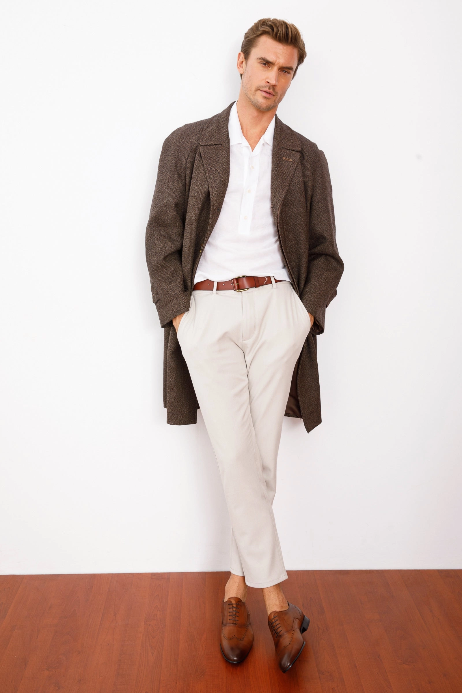 The Roma Tan Leather Wingtip Oxford Men Shoe Non Leather Oxfords