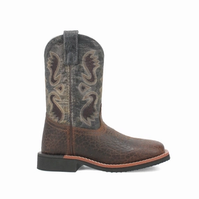 Dream Pair Boots Creek Embroidered Square Toe Cowboy Boots (Little Kid-Big Kid)