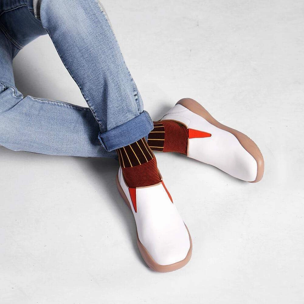 Triangle Logo Loafers Cuenca White Split Leather Men