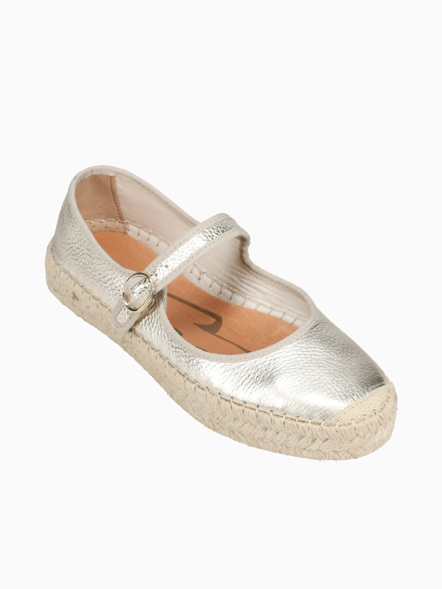 Square Toe Espadrilles Alicia Oro Laminado