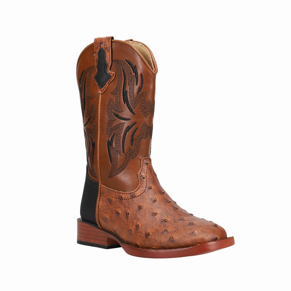Dalton Printed Ostrich Square Toe Cowboy Boots (Little Kid) Paris Texas Boots