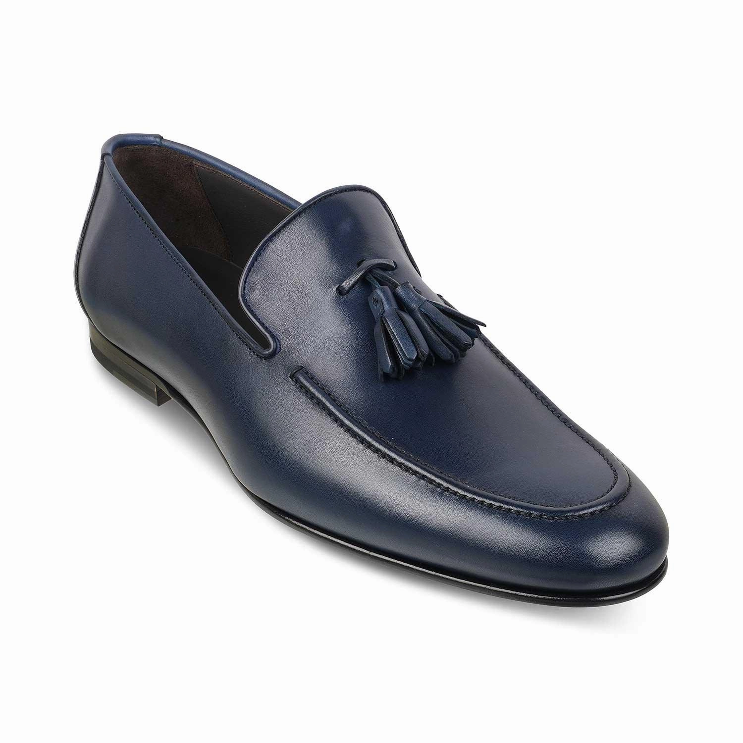 House Shoe Loafers The Mancio Blue Men's Handcrafted Leather Loafers Tresmode