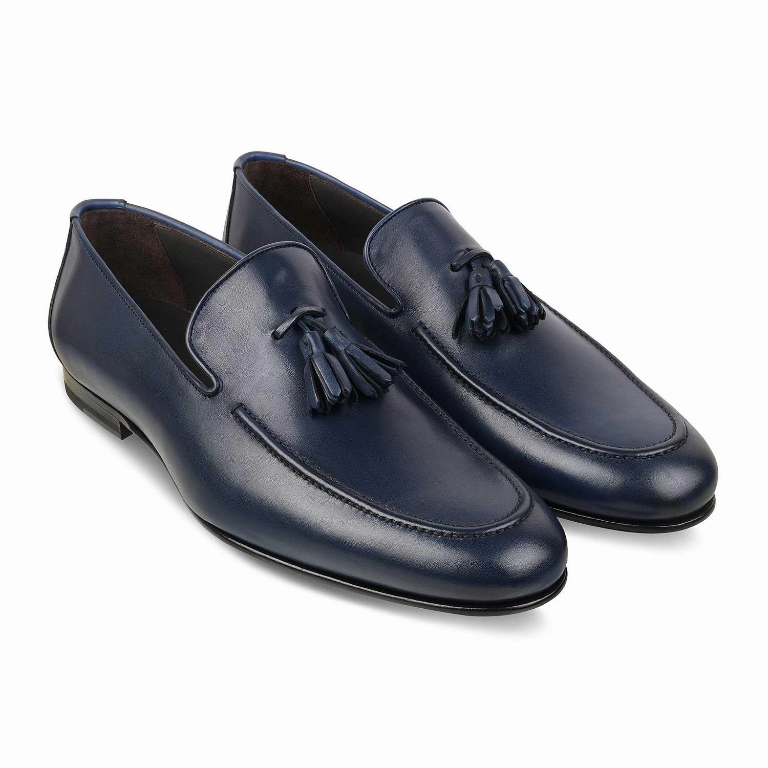 Light In Your Loafers The Mancio Blue Men's Handcrafted Leather Loafers Tresmode