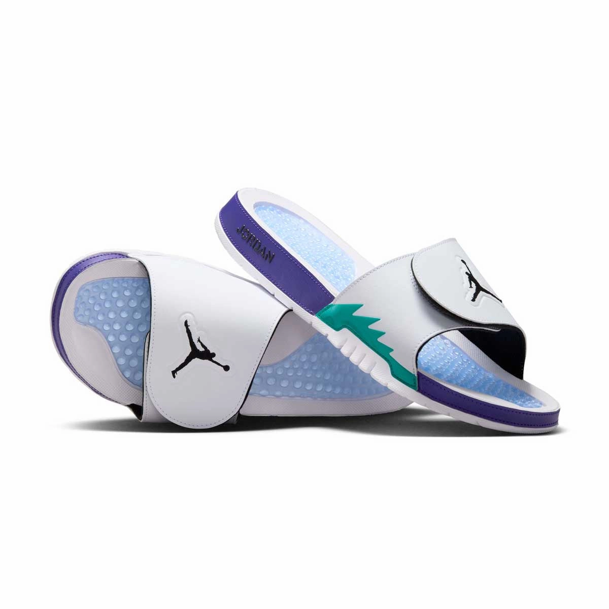 Hydro V Retro 'White New Emerald' Camp Slides