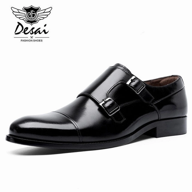 Oxford Bootie DESAI Brand Genuine Leather Double Buckles Men's Dress Shoes Formal Men Monk Shoes Oxford Shoes For Men Wedding Dress