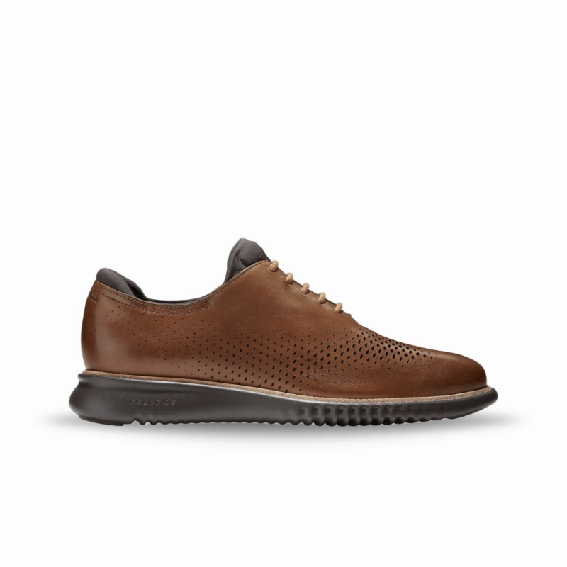 Cole Haan Men's 2.Zerogrand Lined Laser Wingtip C25351 - British Tan/Java Oxford Vs Shoes