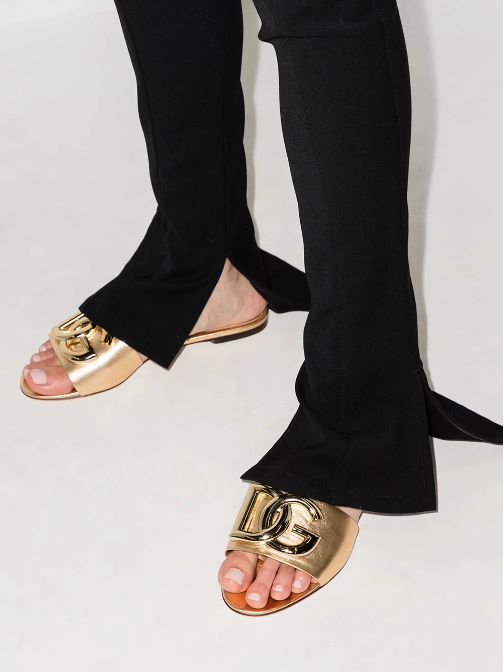 DG-logo leather thong sandals Ballet House Slippers