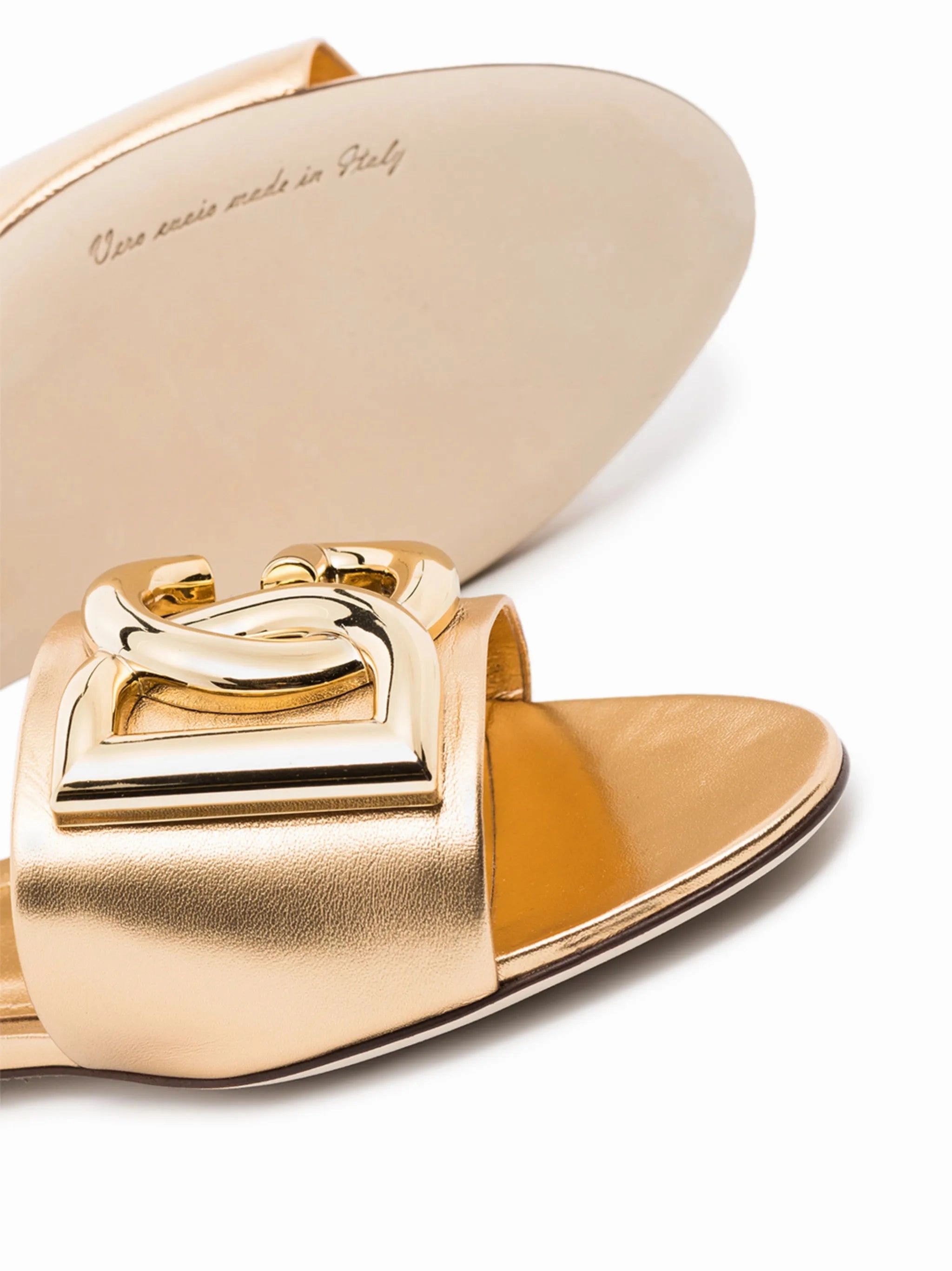 DG-logo leather thong sandals Domo Kun Slippers