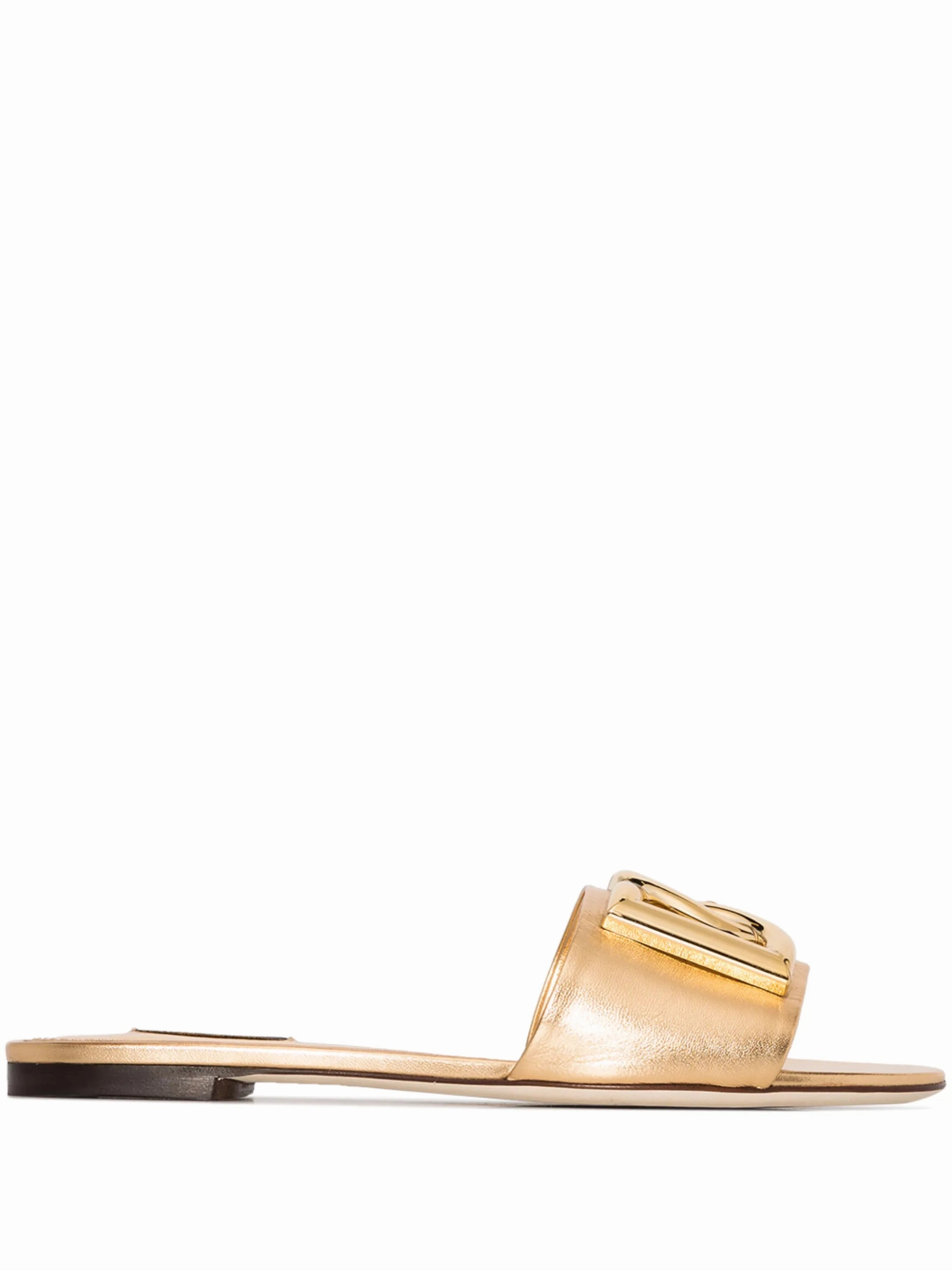 Chocolate Slippers DG-logo leather thong sandals