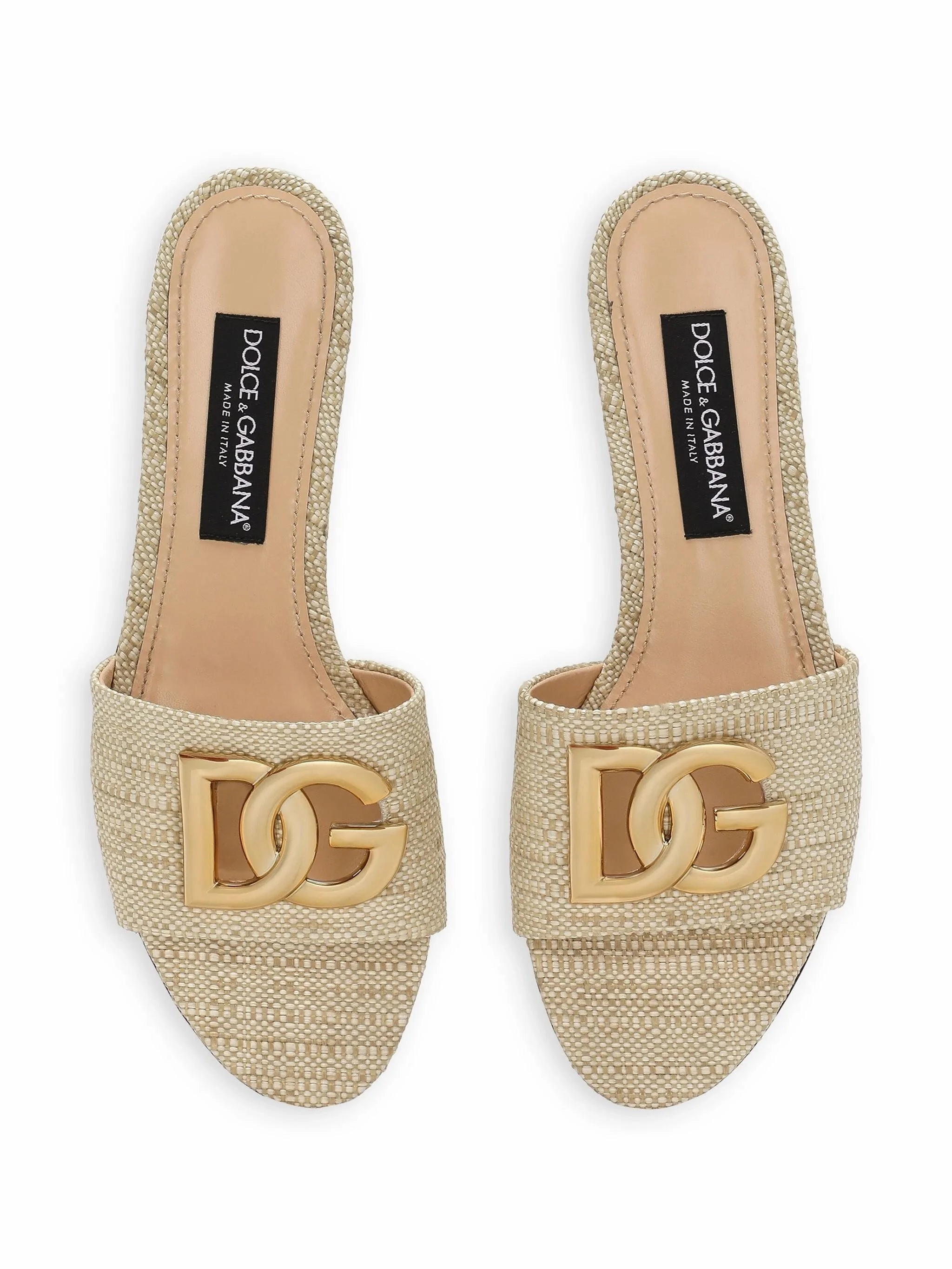 DG-logo raffia slides Avocado Slippers