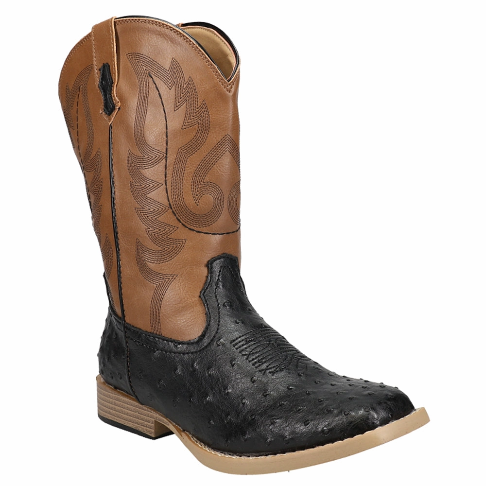 El Malcreado Boots Bumps Embroidered Square Toe Cowboy Boots (Big Kid)