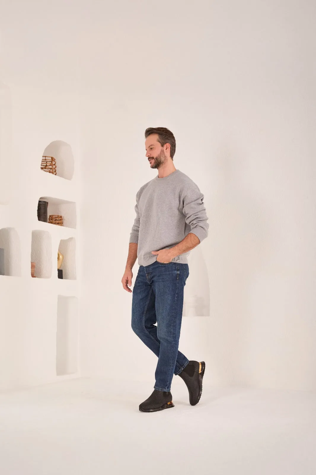 The Panther Black Leather Men Chelsea Boot Leather Mid-calf Chelsea Boots