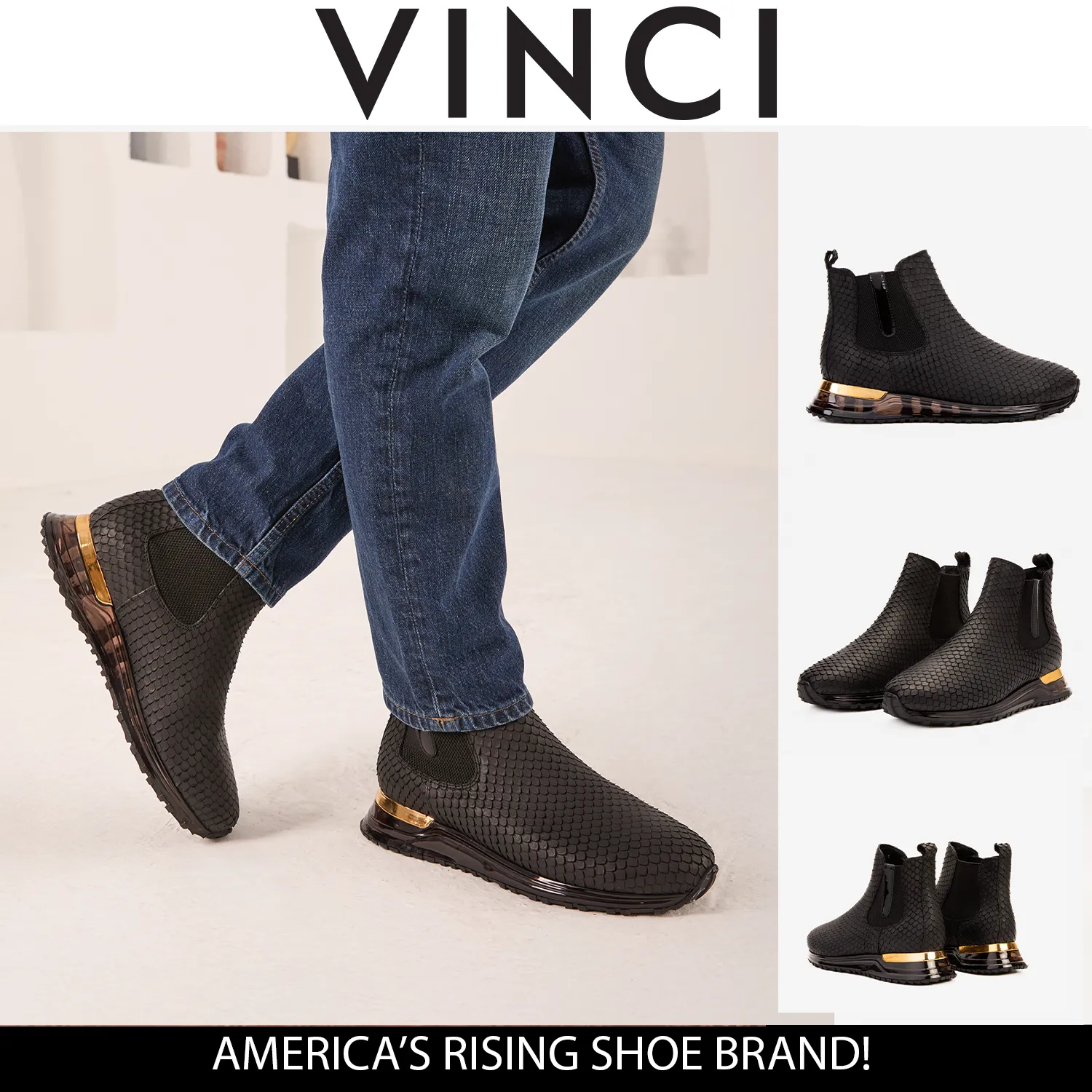 The Panther Black Leather Men Chelsea Boot Winter Waterproof Chelsea Boots